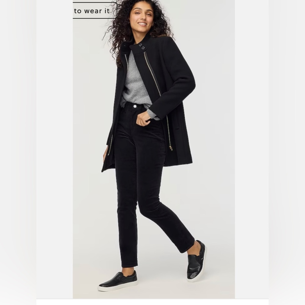 $298 J. Crew City coat with button neck NWT